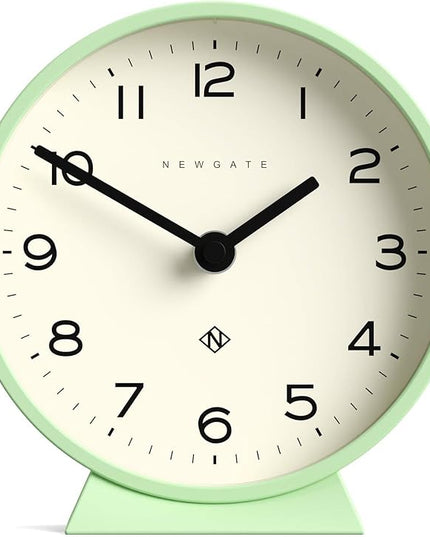 NEWGATE® M Mantel Echo Desk Clock | Modern Round Design | Neo Mint Green | Easy to Read Numbers | Contemporary Style for Desk, Table, Shelf or Bedside