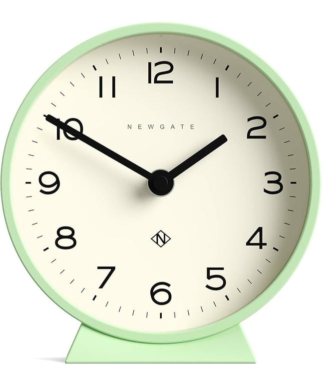 NEWGATE® M Mantel Echo Desk Clock | Modern Round Design | Neo Mint Green | Easy to Read Numbers | Contemporary Style for Desk, Table, Shelf or Bedside