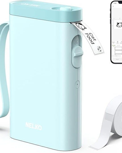 Nelko Label Maker Machine with Tape, P21 Bluetooth Label Printer, Wireless Mini Label Makers with Multiple Templates for School Office Home, Cyan