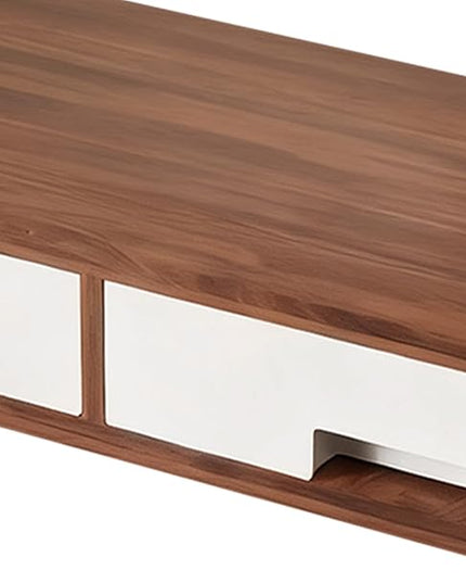 Desk Monitor Stand Riser, Double Drawer Ergonomic Organizer, Computer Desk Riser for Monitors and Accessories, Durable Wood Material, Family Friends Home Offices Indoor Study Bedroom Room Workstation