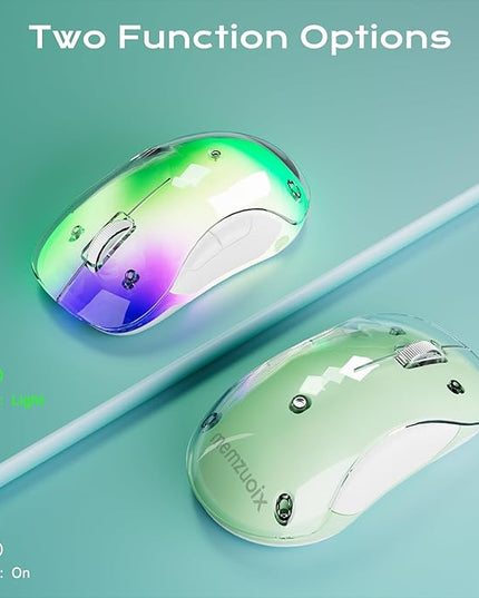 memzuoix 2.4G LED Wireless Mouse, Rechargeable Ergonomic Mouse with Detachable Cover, 1400 DPI Portable Optical Computer Mouse with USB Receiver for Laptop, PC, Desktop and MacBook, 5 Buttons-Green