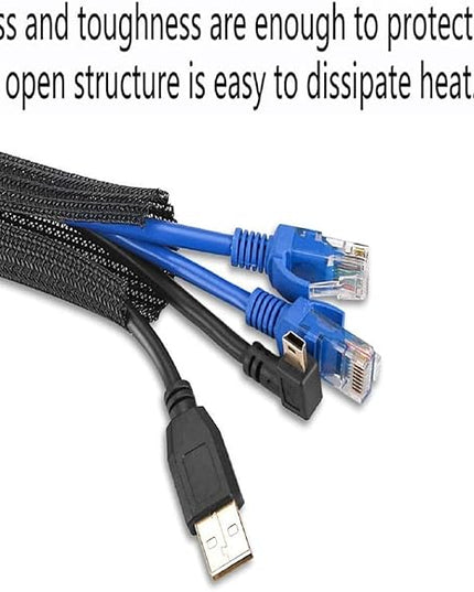 Summer Ready 2-Pack Split Sleeving Cable Protector (5FT, 5/8") - Chew Resistant Pet Proof Cord Cover for USB Power Audio Video, Home Office & Gaming Wire Loom - Black