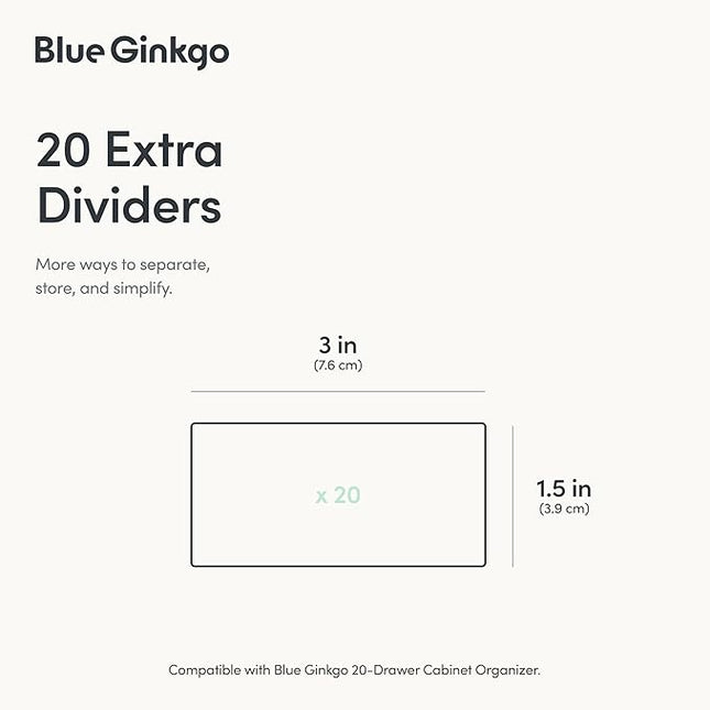 BLUE GINKGO 20 Dividers - Compatible with Small 20-Drawer Storage Cabinet (20-Pack) - Clear