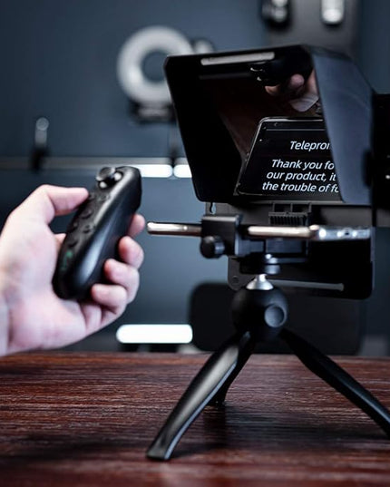 AMBITFUL Portable Teleprompter Kit - 7.5'' Mini Teleprompter with Desktop Tripod &Remote Control for Phone and DSLR Recording