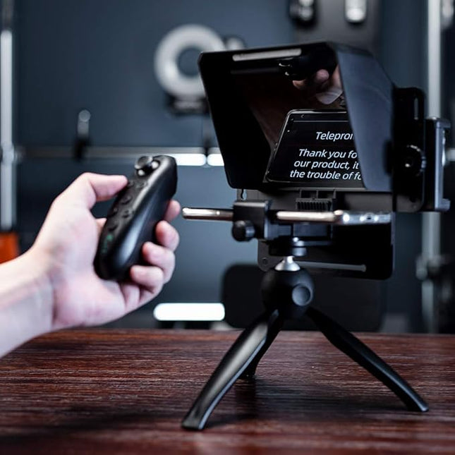 AMBITFUL Portable Teleprompter Kit - 7.5'' Mini Teleprompter with Desktop Tripod &Remote Control for Phone and DSLR Recording