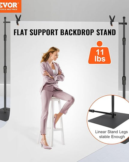 VEVOR 10ft x10ft Pipe and Drape Kit, Heavy Duty Backdrop Stand with Carbon Steel Base, Adjustable Backdrop Support with 2 Clamps and A Carry Bag for Wedding, Party, Event, Photography and Exhibition