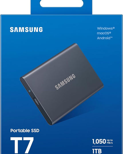 Samsung T7 Portable SSD - 1 TB - USB 3.2 Gen.2 External SSD Titanium Grey (MU-PC1T0T/WW)