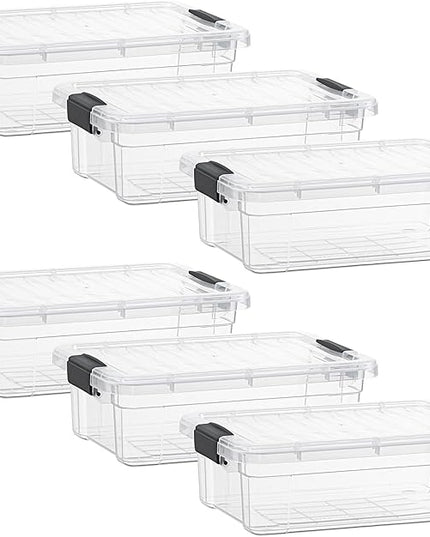 Superio Storage Bins with Lids- 6 Pack, 7.4 Qt Clear Boxes for Organizing, Stackable Plastic Containers- BPA Free, Non-Toxic, Odor Free, Organizer for Home, Office, Dorm