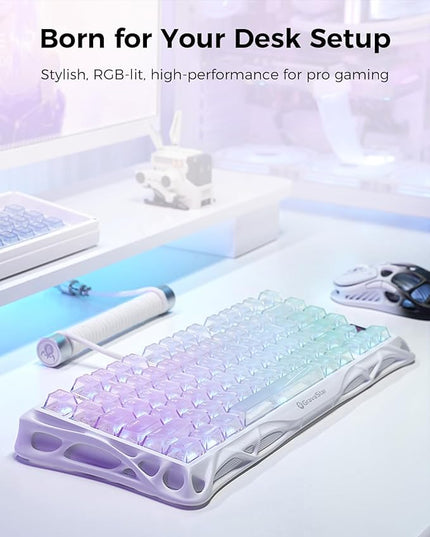 GravaStar Mercury K1 Lite 75% Gaming Keyboard, 2.4GHz/BT/Wired Tri-Mode Wireless Keyboard, Gasket Hot Swappable Mechanical Keyboard, Pre-lubed Linear Switches, RGB Backlit (Crystal Aurora)