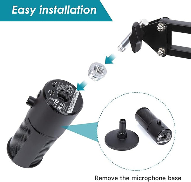 YOUSHARES Razer Seiren X Wall Mount Boom Arm - Wall Mount Microphone Holder for Razer Seiren X Mic, Vertical Surface Mount and Freely Swiveling Metal Wall Mount Clip Suitable for Saves the Desk Space