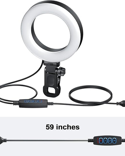 Clip-on Ring Light for Laptop Computer, Universal Phone/Tablet/Webcam Mount - Portable LED Light for Zoom Meetings, Live Streaming, Content Creation/Video Recording/TikTok