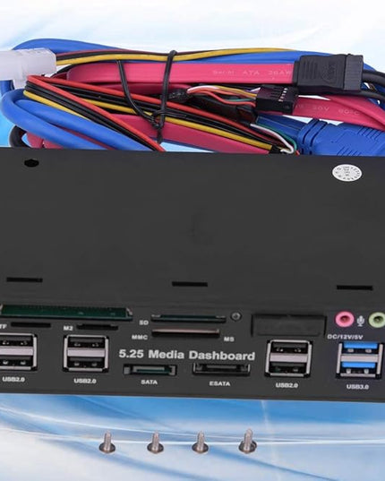 Internal Card Reader, 5.25inch Media Dashboard Front Panel Audio, All-in-1 Card Reader with USB3.0/2.0 HUB eSATA SATA Multi Card Reader(M2 / TF/SD/MMC/MS/CF)
