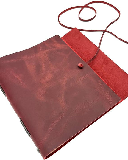 Large Notebook Journal - Genuine Leather Journals for Writing A4 Size Diary 8x10 Inch, Notepad For Women and Man, Gifts,Work,Travel Wine Red
