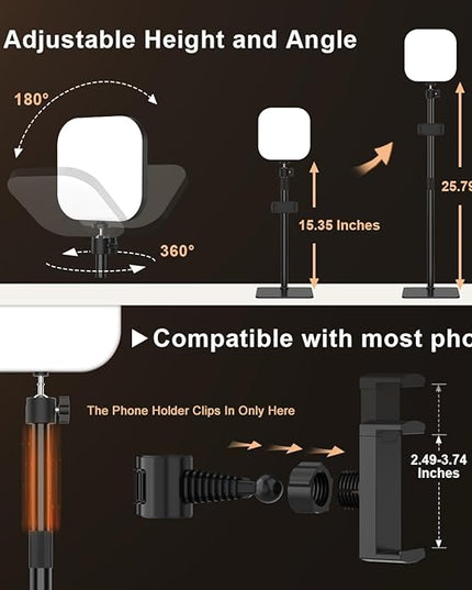 Video Conference Lighting, 180 LED Video Light with 3 Color & 5 Brightness & Timmer for Video Recording, Webcam Light Phone Holder for Laptop Computer Online Meeting, Video Calls, Live Streaming