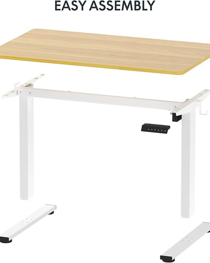 FLEXISPOT EN1 One-Piece Standing Desk 48 x 24 Inches Height Adjustable Electric Sit Stand Up Desk for Home Office (White Frame + Maple Desktop)