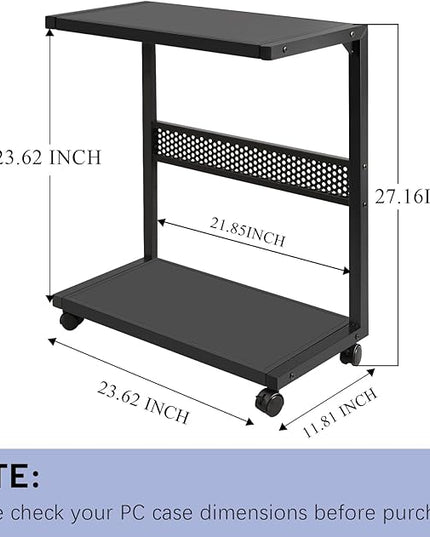 Large PC Stand Computer Tower Stand 2-Tier Metal CPU Holder with Locking Caster Wheels Suitable for Most PC (Black,XL)