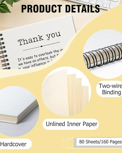 Thank You White Hardcover 160 Pages Spiral Notebooks, Funny Thank You Gifts for Women Men Coworkers Leader Mentor, Appreciation Gifts for Employees, Thanksgiving Gifts for Colleagues Leaders