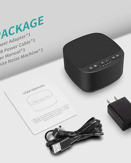 Magicteam Sleep Sound White Noise Machine with 40 Natural Soothing Sounds and Memory Function 32 Levels of Volume Powered by AC or USB and Sleep Timer Sound Therapy for Baby Kids Adults (B-Black)