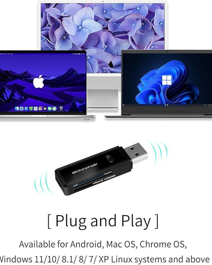 USB 3.0 SD/TF Card Reader - High-Speed Multi Memory Card Adapter for PC, Laptop, Phone