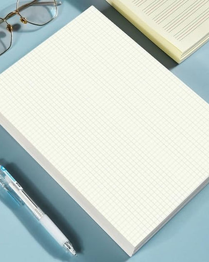 A5 Unpunched Grid Refill Paper - Graph Paper for Ring Binder/Discbound Notebook Planner Inserts, 100 Sheets/200 Pags Grid Paper, 100gsm White Pages, 5.8" x 8.3 "