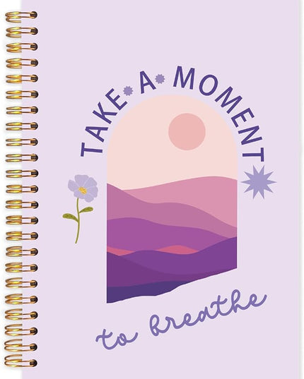 FDHSPAAM Purple Mental Health Spiral Journal Notebook 5.5x8.3in, Take A Moment to Breathe Inspirational Notebooks for Note Taking, Therapy Office Must Haves, Hardcover Notebook Journal