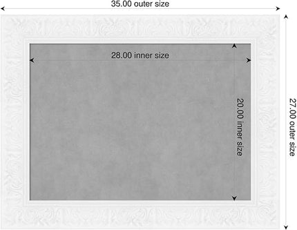 Amanti Art White Framed Magnetic Board 27x35 Medium Vision Board for use with Magnets, 100% Metal Sheet to Display Items as Office Decor or for Home Organization in mudroom, Kitchen or Kids Room