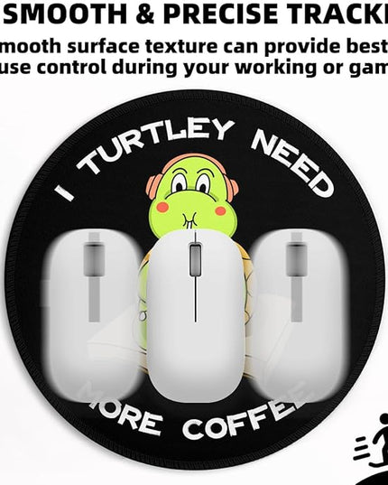 Turtle Mouse Small Pad, Cute Funny Mousepad with Non-Slip Rubber Base, Mini Round Mouse Pads for Desk Accessories Laptop Gaming Office Supplies Decor(8.6 x 8.6 Inch)
