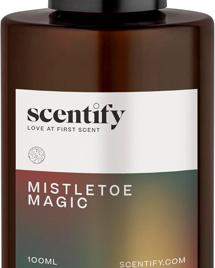 Scentify Holiday Mistletoe Magic Aroma Oil Christmas Refill Scent for Oil Diffusers - Pine, Oak, Moss, Clove, Cedar - Luxurious Relaxing Aromatherapy Fragrance 100ml, 3.38oz