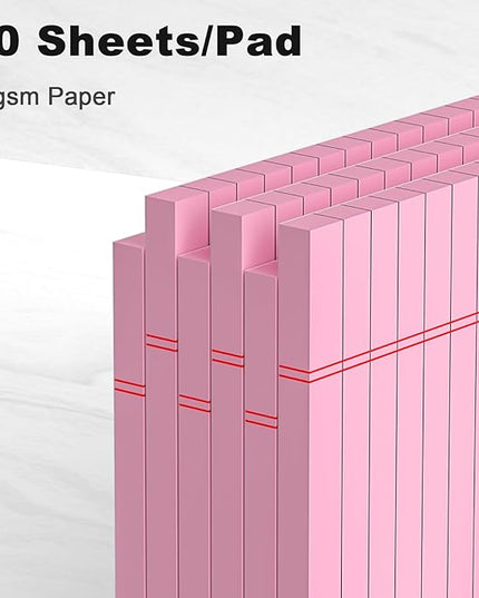 AILZFEI 6pcs Small Note Pad 5x8 College Ruled Pink Legal Pads Paper Notepads 6 Pack Study Back Writing Pads 5 x 8 Legal Pads Perforated Narrow Ruled Pads of Paper Pink