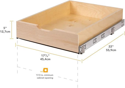 Knape & Vogt RS-WMUB-17-WD 5 in. H x 18 in. W x 22 in. D Soft-Close Wood Drawer Box Pull-Out Cabinet Organizer