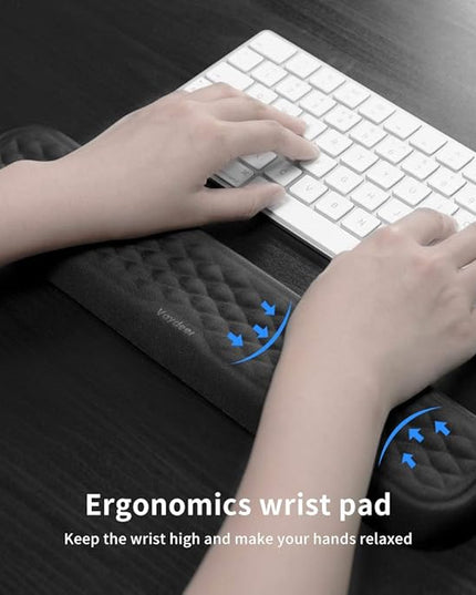 Vaydeer 60%-75% Keyboard Wrist Rest, Memory Foam Hand Rest Support Pad Padded for Office, Computer, Laptop, Mac Typing and Wrist Pain Relief and Repair(14.17inch,Black)