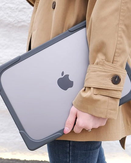 Batianda Heavy Duty Case for New MacBook Air 13.6 inch Case 2025 M4 Chip 2024 2022 Release, Ergonomic Foldable Kickstand (Holds 20lbs) Matte Translucent Protective Cover with Keyboard Skin, Gray