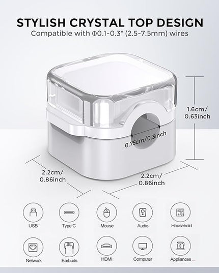 AhaStyle Magnetic Cable Organizer [1s Lock] 6 Pack Cord Holders Clips Strong Adhesive Cord Keeper [Smooth Adjustable] Hide Wire Cord Organizer for Nightstand Kitchen Car Office (White)