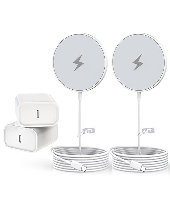 Magnetic Charger for iPhone 17,Mag-Safe Fast Wireless Charging 2Pack 6Foot Magnetic Apple Charger Pad with 2Pack USB C PD Fast Charging Block for iPhone 17/17 Pro/16 Pro Max/Plus/15/14,AirPods 3/Pro 2