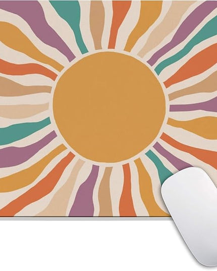Square Mouse Pad Retro Sun,Personalized Premium-Textured Custom Mouse Mat Design,Washable Mousepad Cloth,Non-Slip Rubber Base Computer Mouse Pads for Wireless Mouse