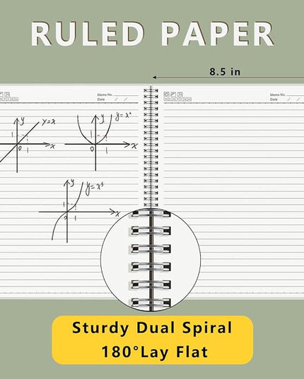 Large College Ruled Spiral Notebook 8.5" x 11" with 120gsm Thick Lined Paper, Elastic Band and Transparent Hard Cover - 3 Pack 480 Pages A4 Notepads for Journaling, Planning, Writing (Ruled, A4)