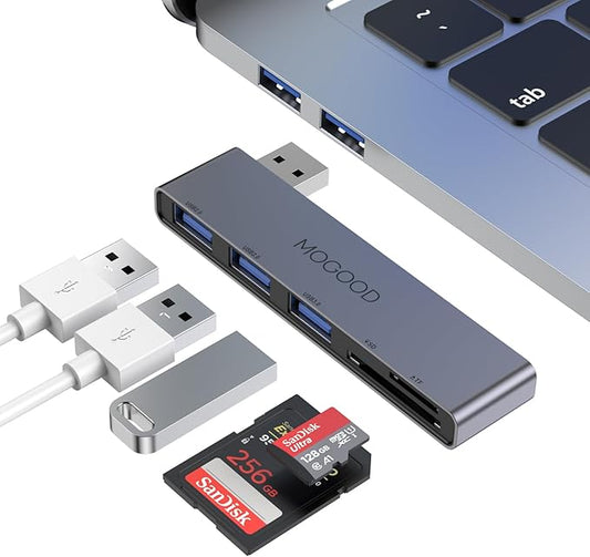 USB Hub MOGOOD 5 in 1 Multiport USB Adapter with 1×USB 3.0, 2×USB 2.0,SD/TF Card Reader USB Splitter USB Expander Micro SD Card Adapter for Laptop,Camera,Keyboard,Mouse,Xbox,Console,Printer …