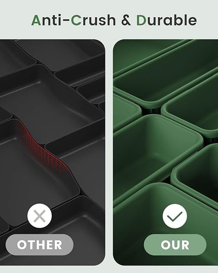 A-LuGei 【𝟮𝟴𝗣𝗖𝗦】 【𝟱𝗦𝗶𝘇𝗲】 ArmyGreen Drawer Organizer, Makeup organizer, 【Holds 177 Items】 Bathroom Organizers and Storage, Plastic Desk Organizer Divider, Organizer Bins for Office Vanity
