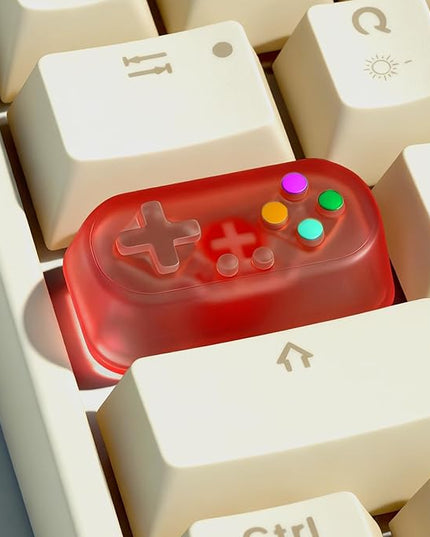 Artisan Keycap, Custom Game Controller Shaped Keys Cap for MX Mechanical Keyboard, Shine Through Resin Handmade Replacement for Capslock Key - Red
