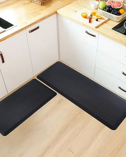 24 x 60 Inch Extra Support Anti Fatigue Comfort Kitchen Mat, Waterproof Long Kitchen Runner, Non-Slip Standing Desk Mat, Commercial Pads for Offices, Home, Garages (Bordeaux Black, 24'' x 60'')