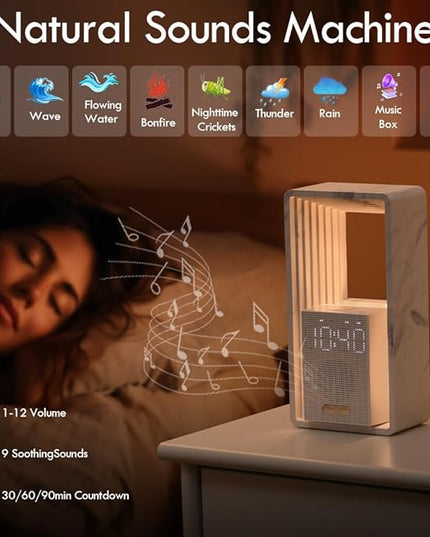 WILIT Digital Alarm Clock, Sunrise Alarm Clock with Nightlight, 9 Sleep Aid Sounds, White Noise Sounds Machine, Dimmable Display, Snooze,USB Charging Port,Gift for Women,Men,Teens,Kids,Travel