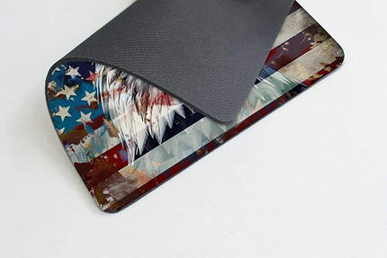 Square Mouse Pad Vibrant Colorful Eagle with National Flag-7,Gaming Mouse Pads for Desk,Soft Computer Waterproof Non-Slip Mouse Mat