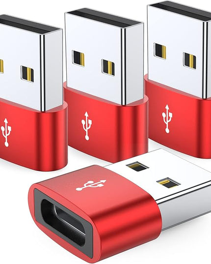JXMOX USB C Female to USB Male Adapter 4-Pack,Type C to USB A Charger Adapter for Apple iWatch Watch Series 7 SE,iPhone 11 12 13 14 15 16 Pro Max,Samsung Galaxy S24 S23 S22,Google Pixel 6 XL,iPad Pro