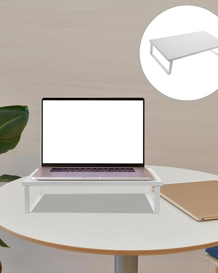 Monitor Riser Stand with Desk Organizer for Office and Home Use Stable Laptop and Computer Monitor Stand Riser White 40X20X8Cm for Workspace