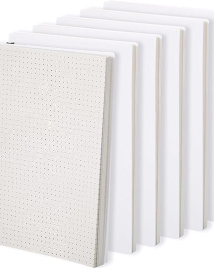 6 Pcs Spiral Notebooks Graph Paper & Bullet Dotted Paper A5 Journal Notepads, 5.7" x 8.3", 160 Pages, 80 Gsm Thick Paper, Plastic Cover Hardcover Waterproof(Dotted Paper)