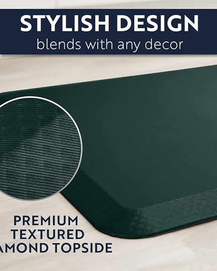KANGAROO Thick Ergonomic Anti Fatigue Mats for Kitchen Floor, 39x20, Cushioned Standing Office Desk Mat, Waterproof Scratch Resistant Topside, Supportive All Day Comfort Padded Foam Rugs, Hunter Green