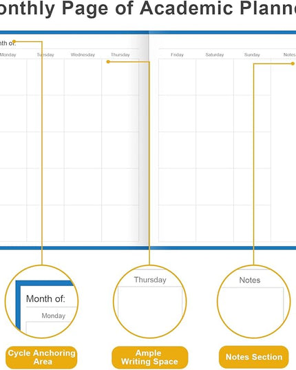 Academic Planner for 2026 or Anytime – 8.5" x 11" Undated Weekly Student Planner For Homeschool, High School, College & Nursing Students, 200 Pages, Blue