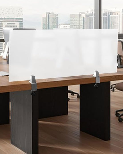Frosted Acrylic Desk Divider 47''L x 18'' W, Desk Privacy Panel with 2 C-Type Clamps, Office Desk Partition Table Privacy Screen for Students Classrooms Offices Study Room(Translucent)