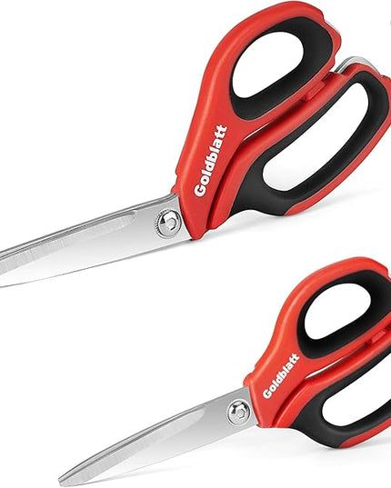 Goldblatt 2PCS Heavy Duty Scissors, Multipurpose Shop Scissors with Stainless Steel Blade and Comfortable Handle, Easy Cutting Cardboard, Wires, Leather, Fabric