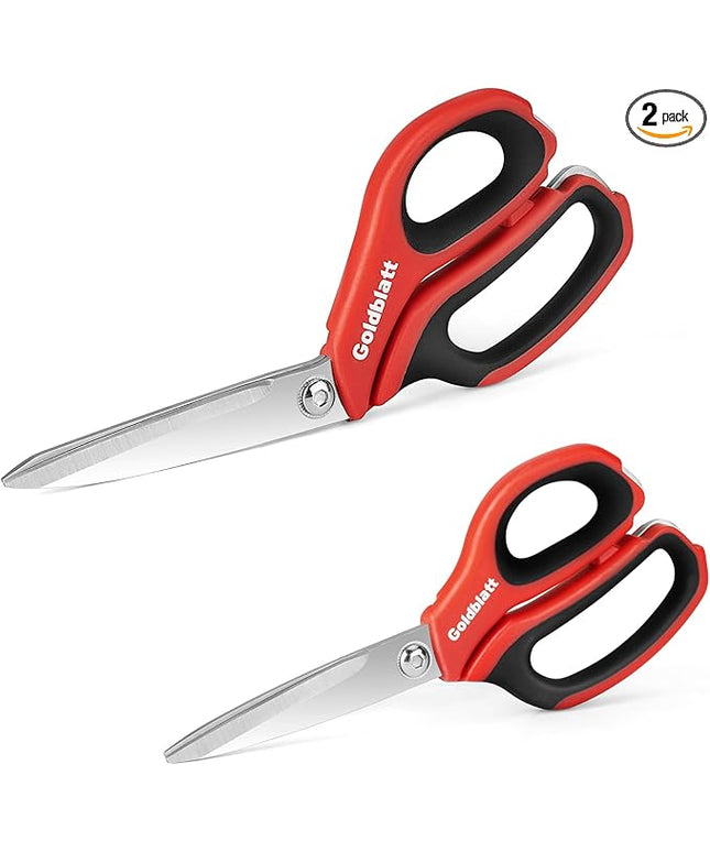 Goldblatt 2PCS Heavy Duty Scissors, Multipurpose Shop Scissors with Stainless Steel Blade and Comfortable Handle, Easy Cutting Cardboard, Wires, Leather, Fabric
